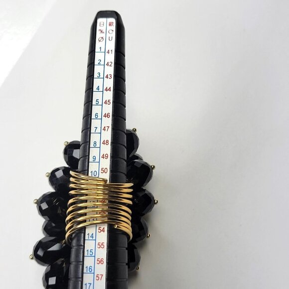 Swaroski Crystal Ring Flamboyant Unique Black Crystal Bicone Beaded Cluster Ring - Picture 12 of 14